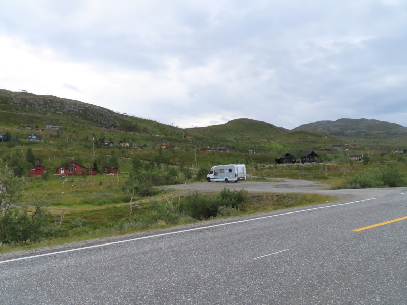 Typical sized RV in far north housing community a little south of Skaidi, Norway.