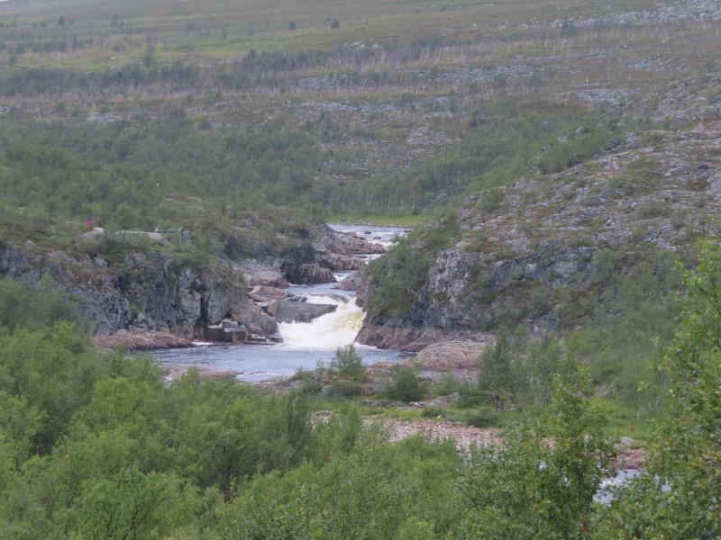 Waterfall seen from road slightly north of Alta, Norway.