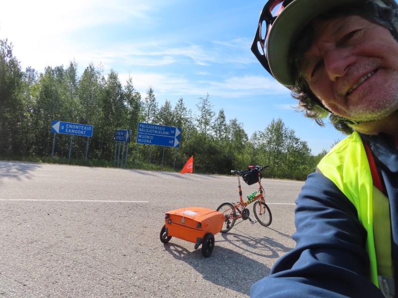 Ted with his bike after leaving Enonteki, Finland.
