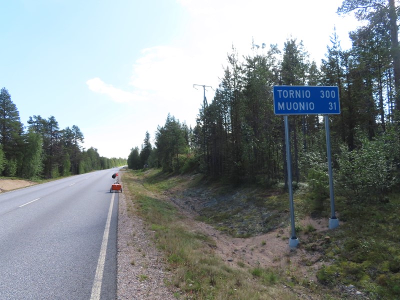 Teds bike on highway south of Ktksuvanto, Finland.