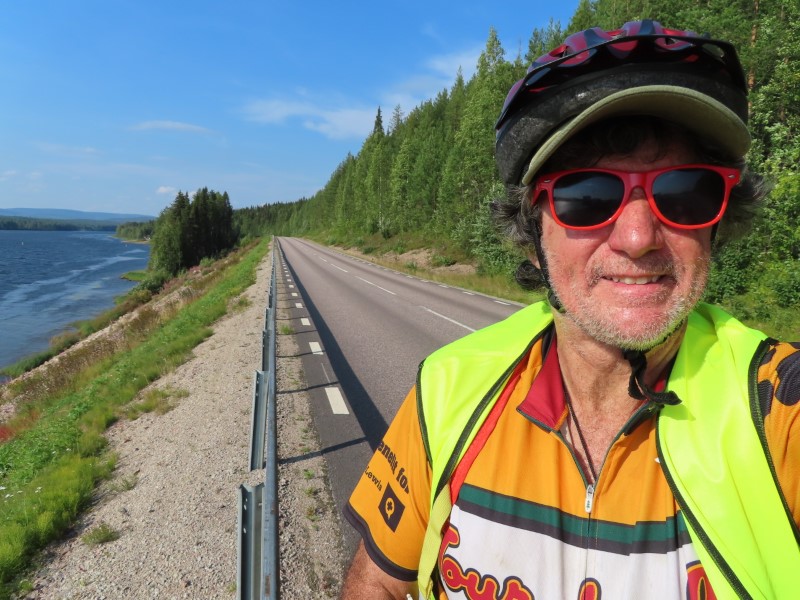 Ted on highway 392 in Sweden between the Arctic Circle and verkalix, Sweden.