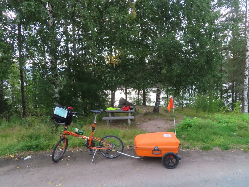 Teds bike at rest area near road south of verkalix, Sweden.