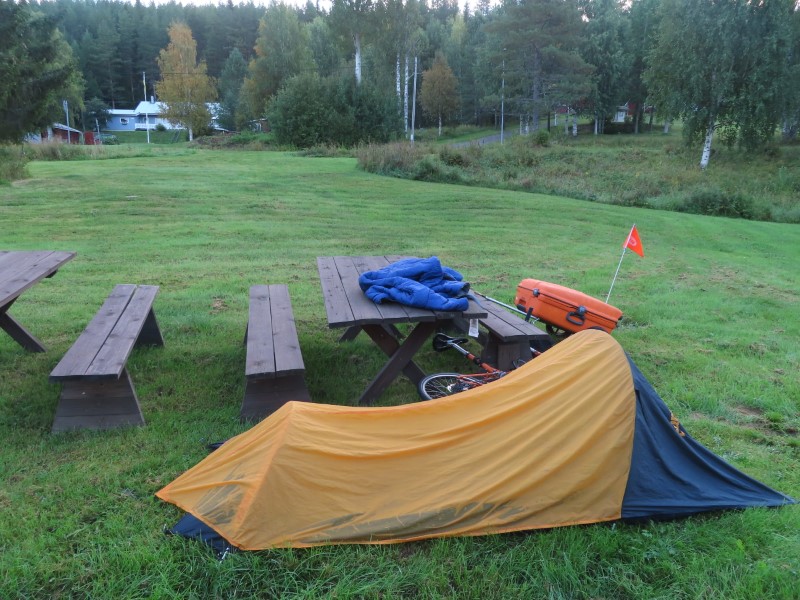 Teds campsite in City Park of Skogs, Sweden.