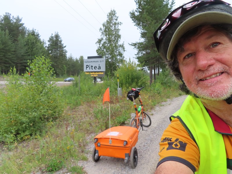 Ted with his bike as he is leaving Pite, Sweden.
