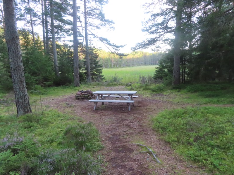 A picnic table at Norrfllsviken nature area near campground at Norrfllsviken, Sweden.