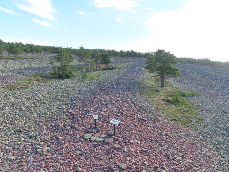 Pebble shingles near viewing tower at Norrfllsviken nature area near campground at Norrfllsviken, Sweden.