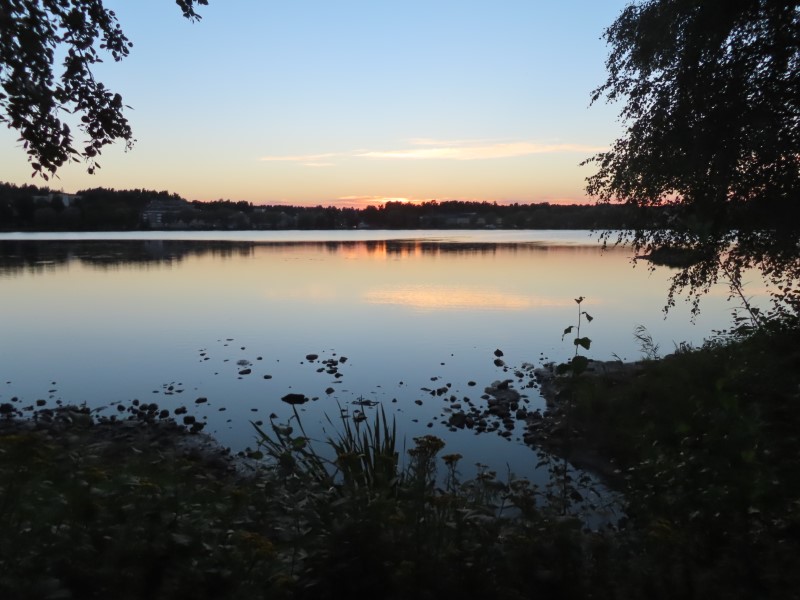 Sunset over pond in Hudiksvall, Sweden. (Den stora Lillfjrden)