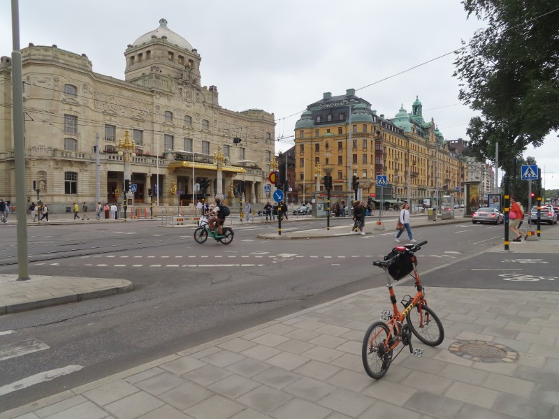 Teds bike across the street from the Royal Dramatic Theatre (Dramaten) in Stockholm, Sweden.