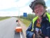 Ted entering Finland with his bike.  Ted entered Finland on E45/93 between Kautokeino, Norway and Enontekiö, Finland.