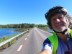 Ted with his bike on highway in Sweden, probably slightly south of Boden, Sweden.