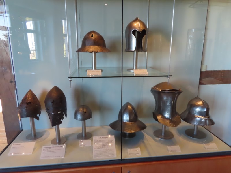 Night's helmets in Imperial Castle at Nuremberg, Germany.