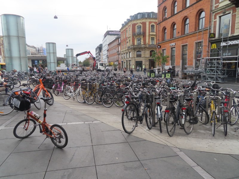 Ted's bike near train station in Copenhagen, Denmark. 