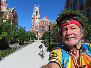 Ted and his bike at Yale University in New Haven, Connecticut.