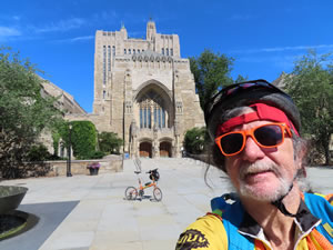 Ted and his bike at Yale University in New Haven, Connecticut.