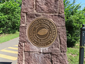 Sign for the very good Farmington Canal Heritage Trail that starts near New Haven, Connecticut.