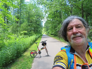 Ted and his bike on the Farmington Canal Heritage Trail in Connecticut.