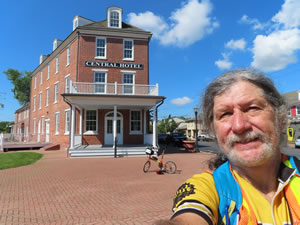 Ted and his bike in Delaware city, Delaware.