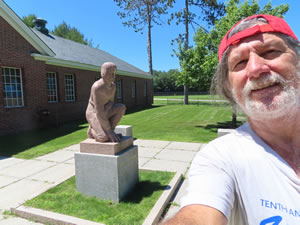Ted at Bowden College near football statue (my dad played Football for Bowden College) in Brunswick, Maine.