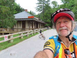 Ted and his bike on the Torrey C. Brown Rail Trail at Monkton, Maryland.