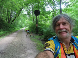 Ted and his bike on the Torrey C. Brown Rail Trail near Parkton, Maryland.