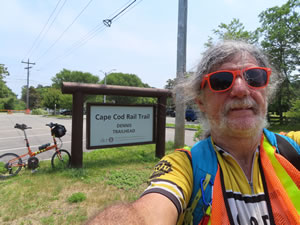 Ted and his bike on the Cape Code Rails to Trails in Massachusetts.