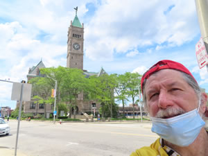 Ted with Lowell, Massachusetts City hall in the background.