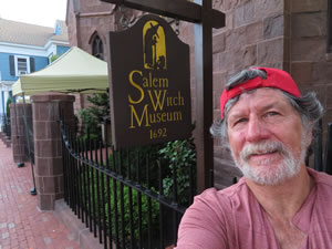 Ted in front of witch museum in Salem, Massachusetts.