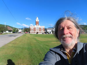 Ted with Gorham Town Hall in the background.