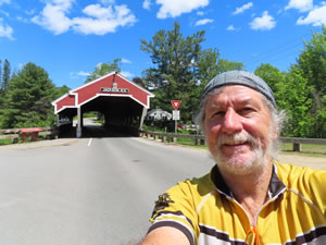 Ted in front of for Jackson covered bridge in the White Mountains of New Hampshire.