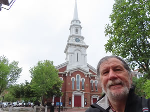 Ted in front of a church in Portsmouth, New Hampshire.