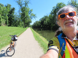 Ted with his bike on Delaware & Raritan Canal State Park Trail in New Jersey.