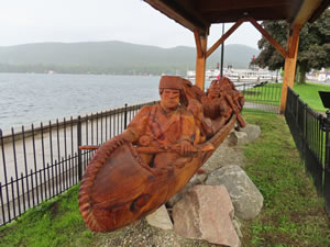 Wood carving at lake George, New York.