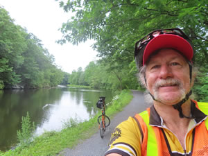 Ted with his bike on D & L trail near Jim Thorpe, Pennsylvania.
