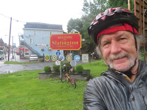 Ted with his bike near D & L trail at Slatington, Pennsylvania.