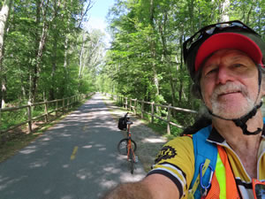 Ted and his bike on the Washington Secondary bike trail in Rhode Island.
