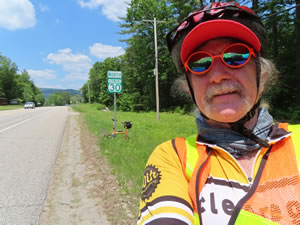 Ted and his bike at near Brattleboro, Vermont.