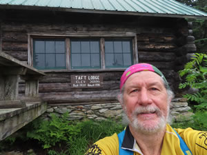 Ted in front of Taft Lodge on Mont Mansfield in Vermont.