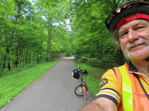Ted and his bike on the Marion County Rail Trail in West Virginia.