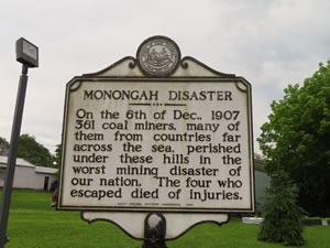 Sign about mining disaster near Monongah, West Virginia.