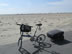 Ted’s bike in desert between Piura, Peru and Chiclayo, Peru.