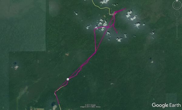 Day 17, Tuesday, November 28, 2017 – Bike part - Tikal National Park, Guatemala - Google earth screenshot.