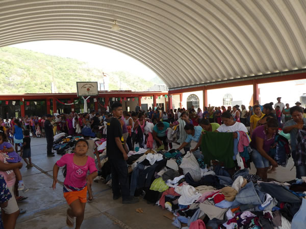 Clothing giveaway in Santiago Astata, Mexico.
