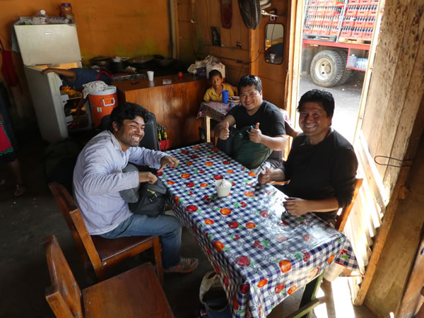 Ted’s travel companions waiting for breakfast near El Carmen, Guatemala.