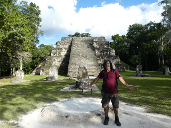 Ted in front of ruins at Tikal National Park, Guatemala.