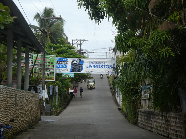 The road leaving the port of Livingston, Guatemala.