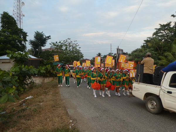 One of the marching bands in the parade that went through Rio Dulce, Guatemala.