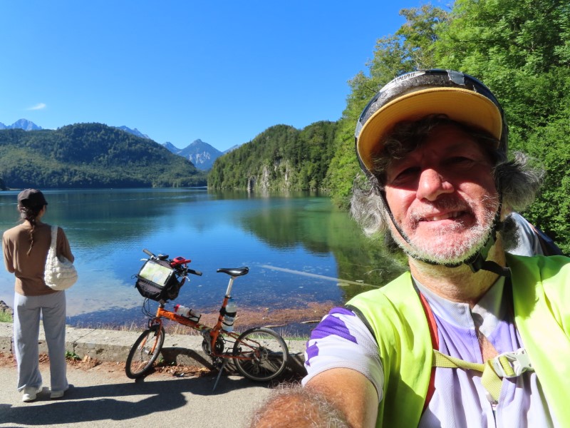 Ted with his bike in front of Alpsee Lake near Fssen, Germany.