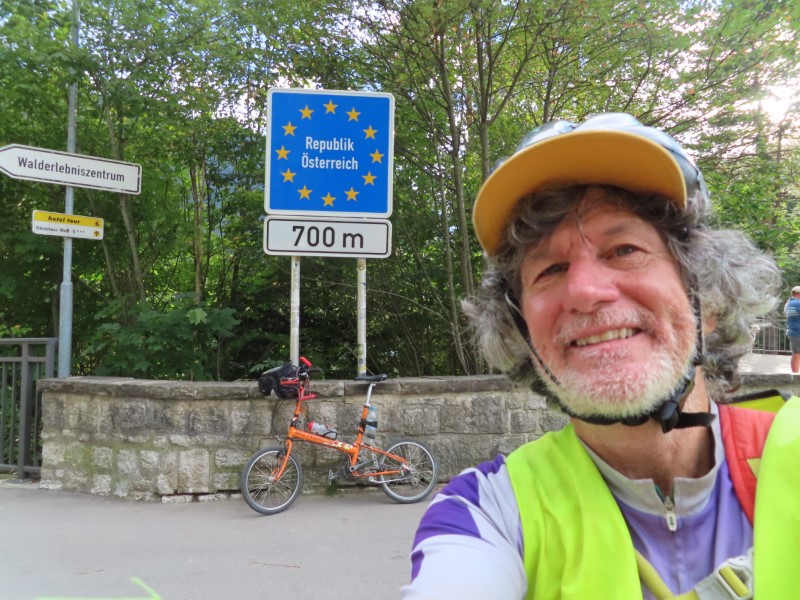 Ted with his bike near the boarder of Austria in Fssen, Germany.