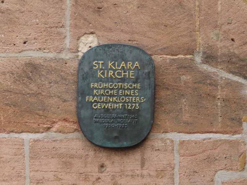 Sign on St. Klara's church in Nuremberg, build in 1273.