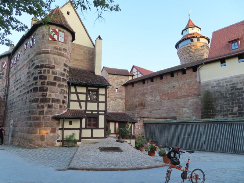 Ted's bike in front of Imperial Castle in Nuremberg, Germany.